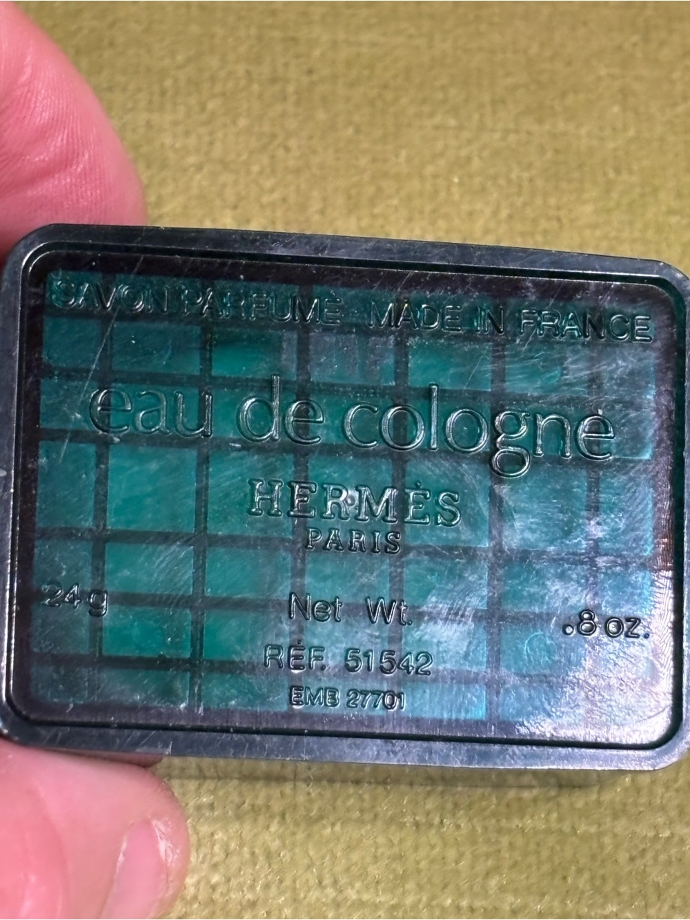 New HERMES Perfumed Soap Eau D'Orange Verte 0.8 oz Travel Size Paris Hard Case - Picture 3 of 7